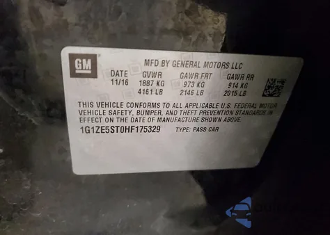 2017 Chevrolet Malibu Lt из США, поврежденный, VIN 1G1ZE5ST0HF175329